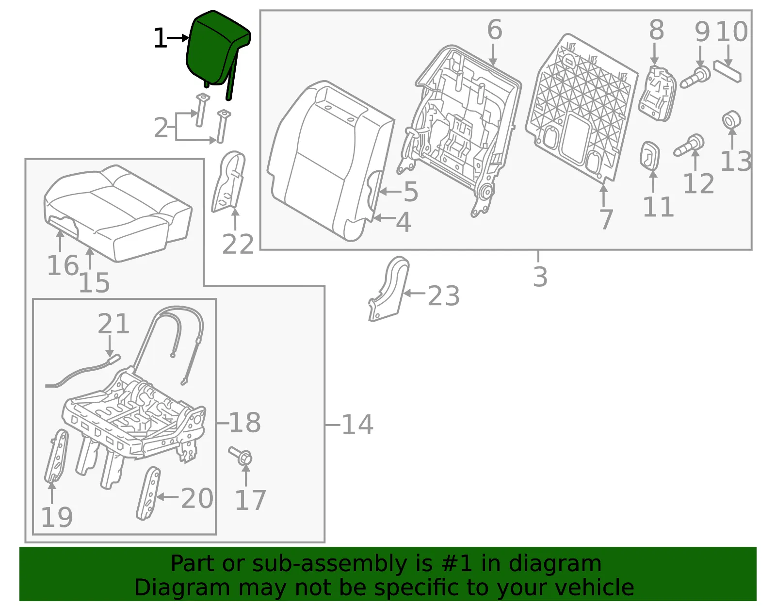 Headrest, Outer - Kia (89700-A9071DLK) - view 2