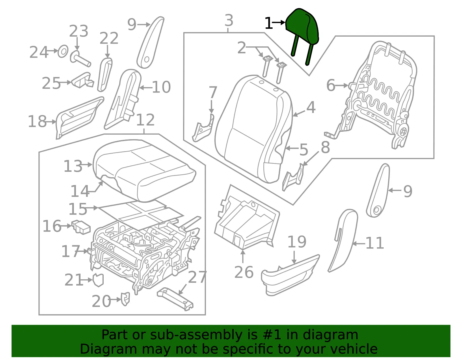 Headrest - Kia (89700-A9081DLF) - view 2