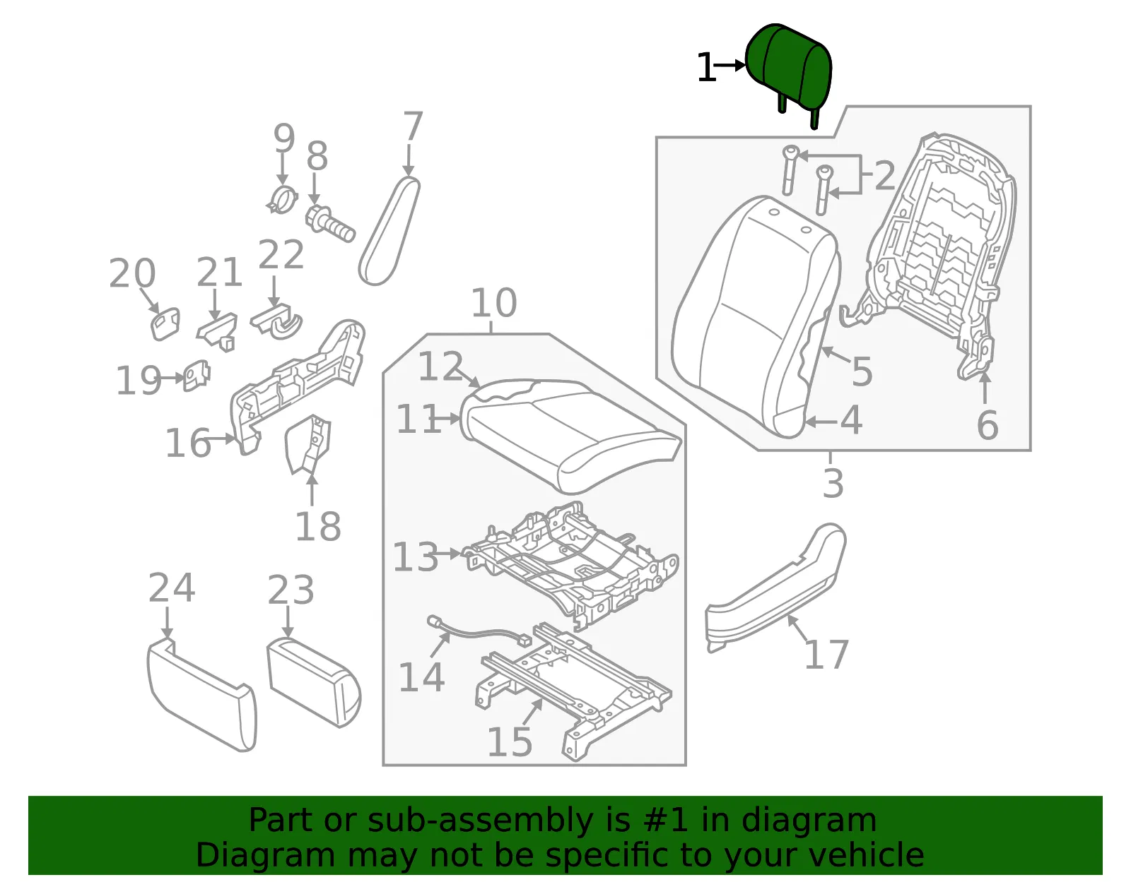 Headrest - Kia (89700-A9700DLB) - view 2