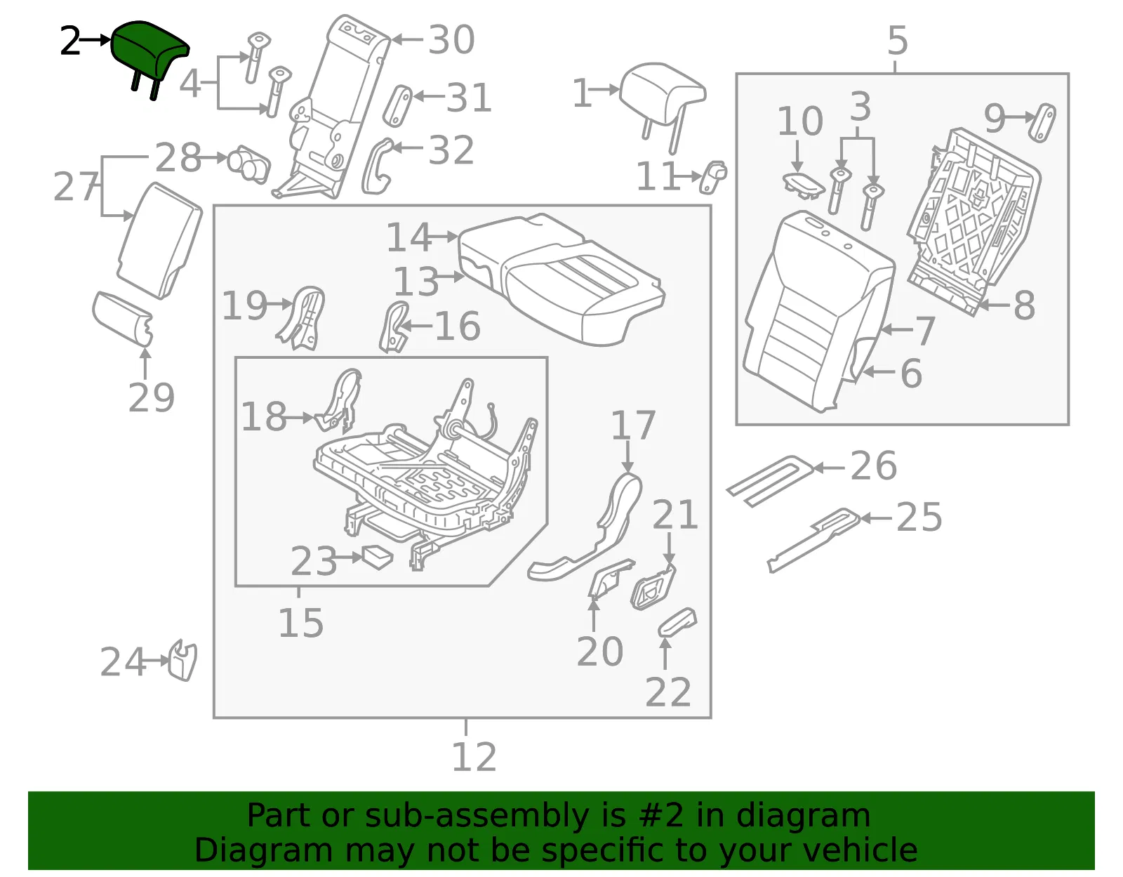 Headrest, Outer - Kia (89700-C6050CC8) - view 2
