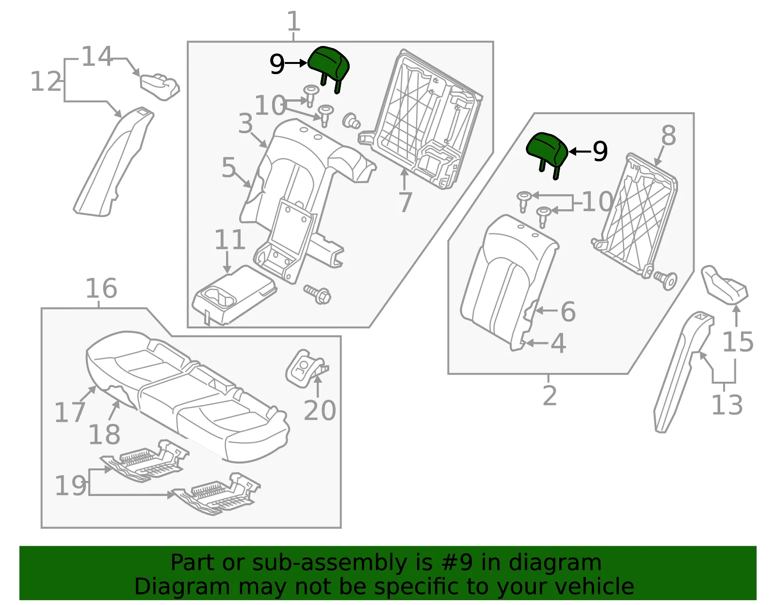 Headrest - Kia (89700-D5011A3J) - view 2