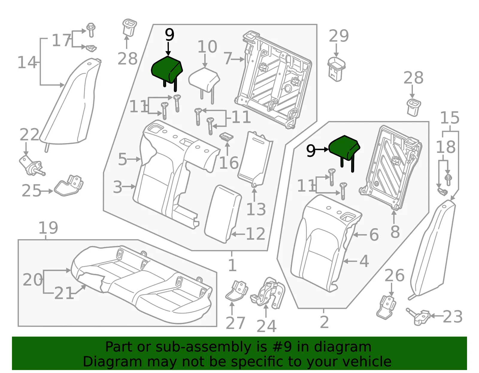 Headrest, Outer - Kia (89700-J5020CK4) - view 2