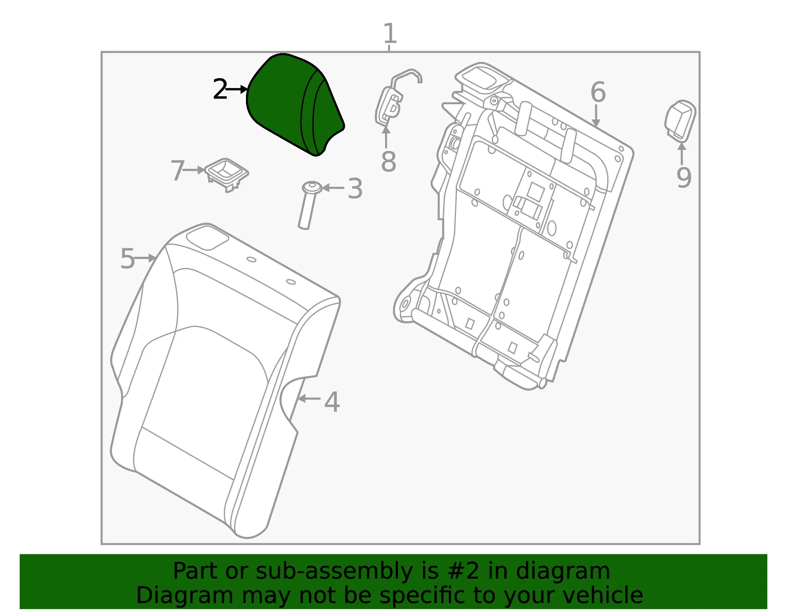 Headrest, Outer - Kia (89700-K0100SV8) - view 2