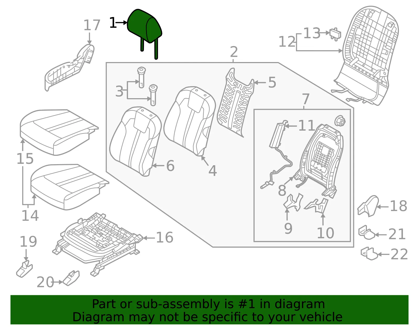 Headrest - Kia (89700-P4120MD2) - view 2