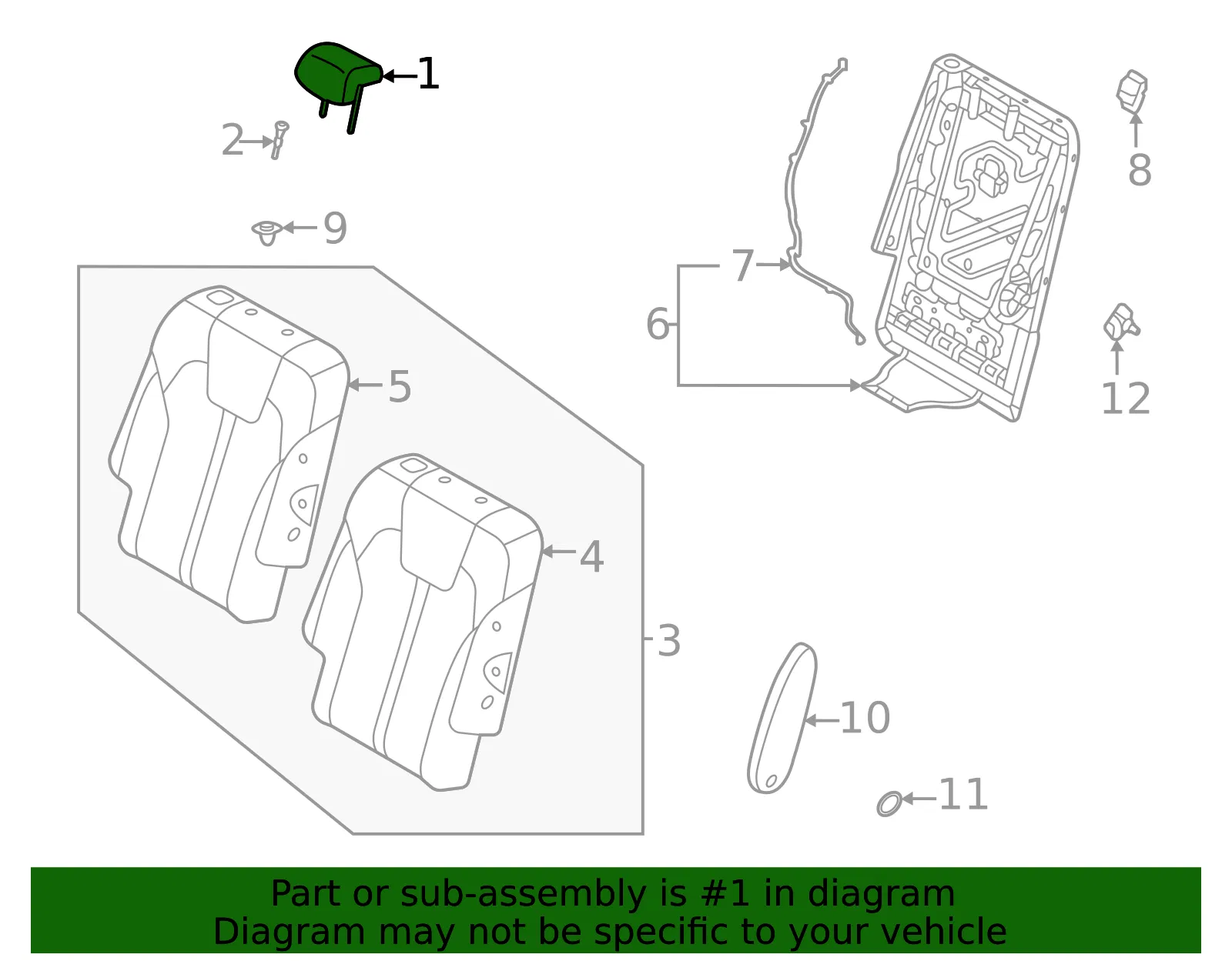 Headrest - Kia (89700-P4120MRL) - view 2