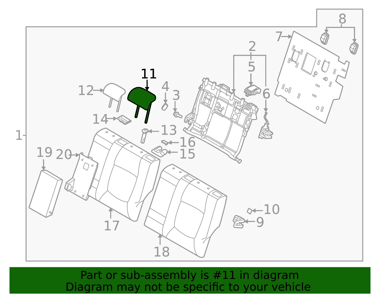 Headrest, Outer - Kia (89700-Q5320BQ8) - view 2