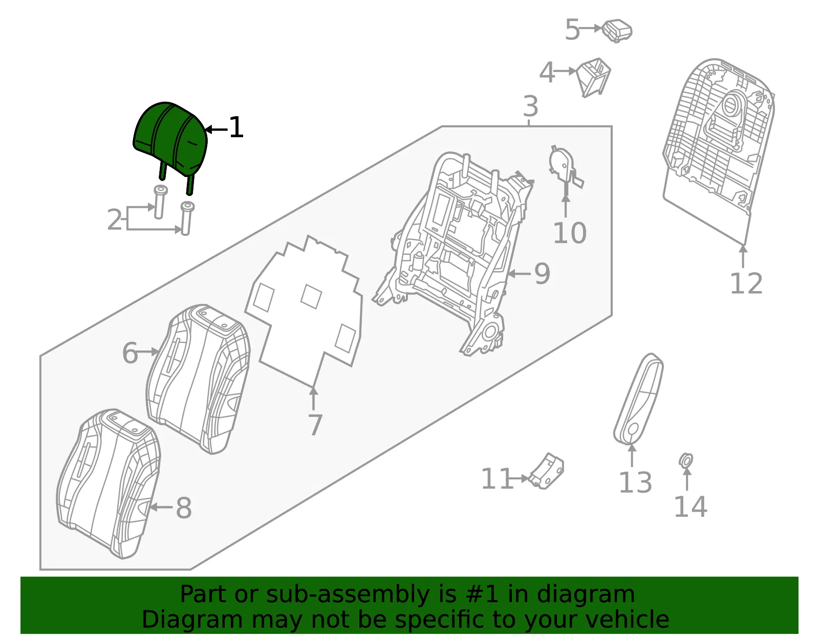 Headrest - Kia (89700-R0710KQ5) - view 2