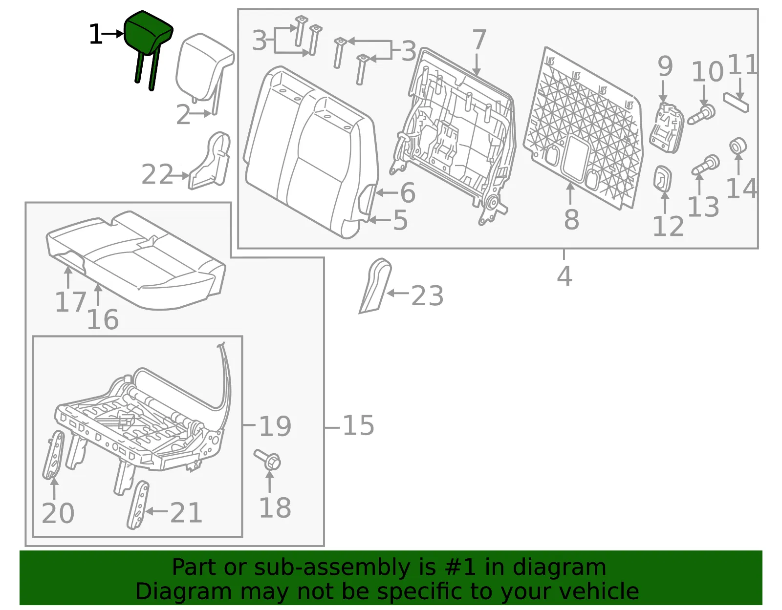 Headrest, Center - Kia (89701-A9070DLE) - view 2