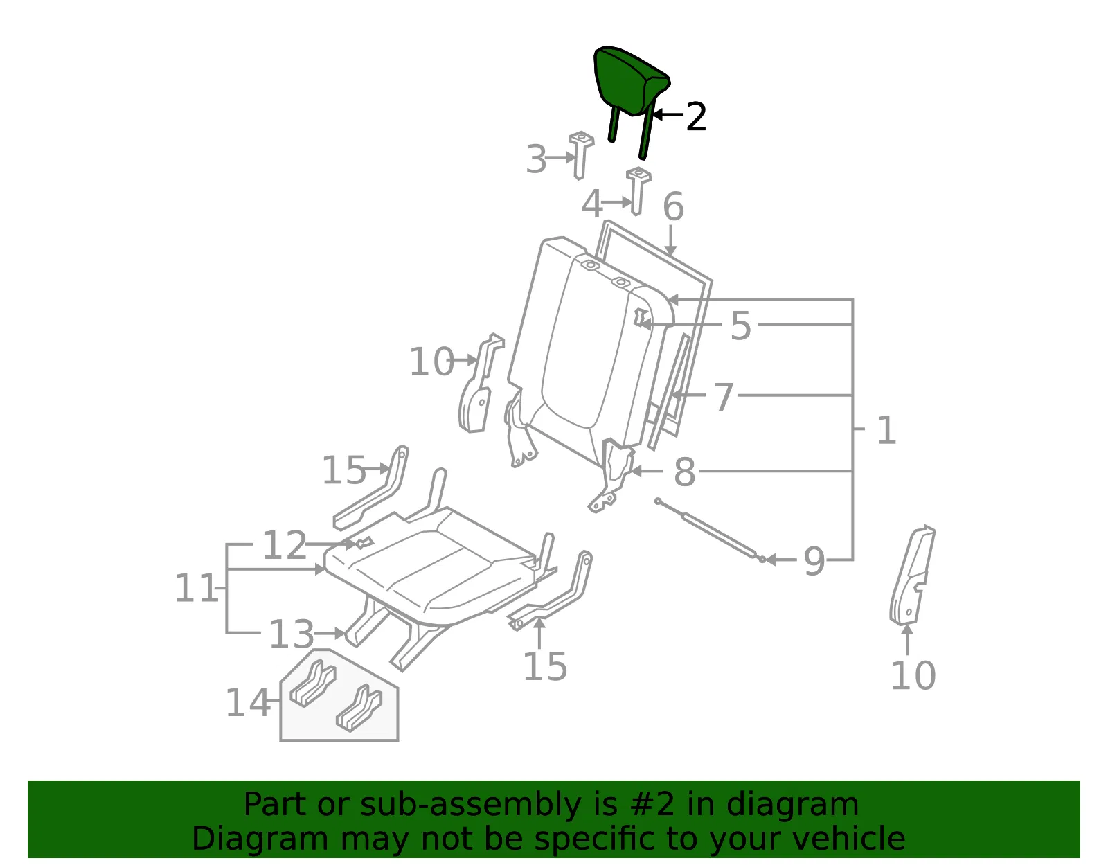 Headrest - Kia (89705-1D050461) - view 2