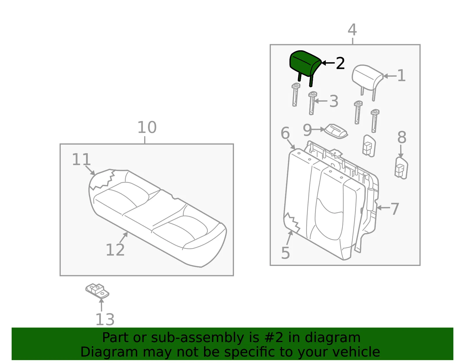 Headrest, Center - Kia (89705-2K520ALF) - view 2