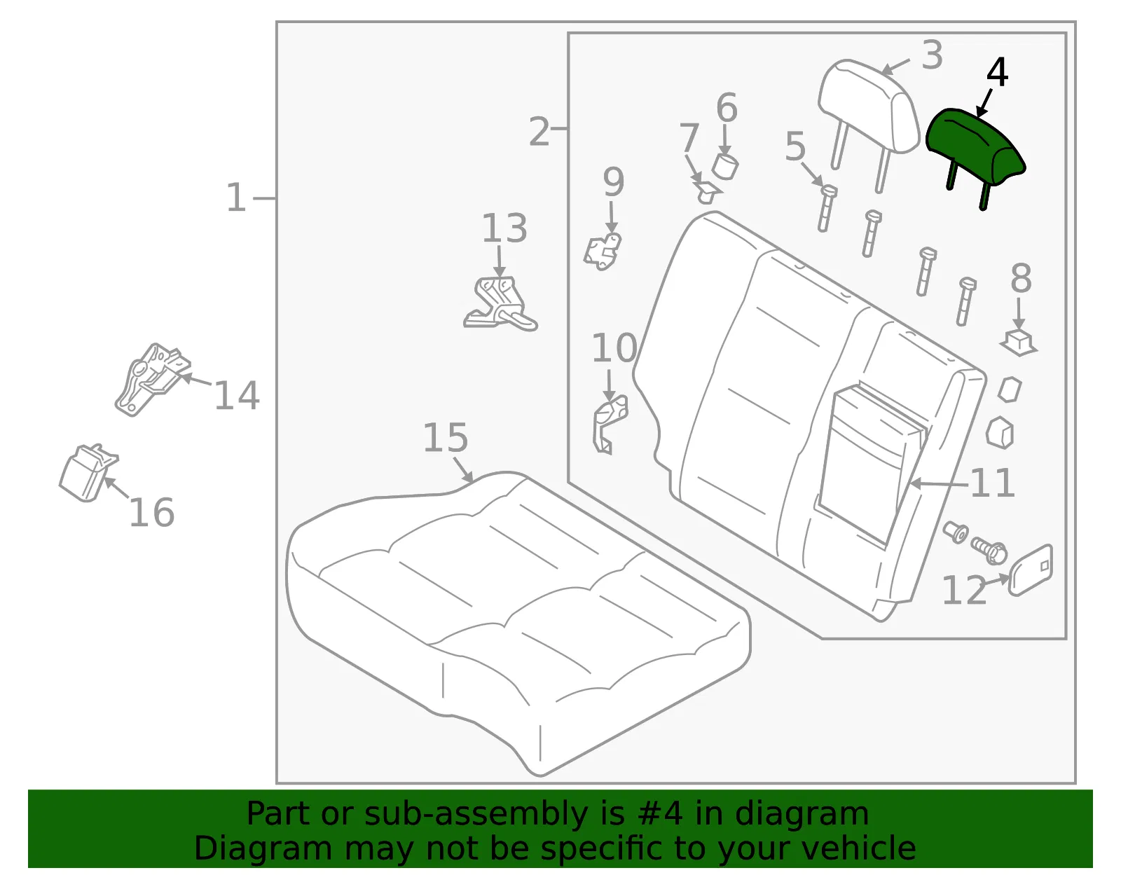 Headrest - Passenger Side (RH) - Kia (89705-3E201CY2) - view 2