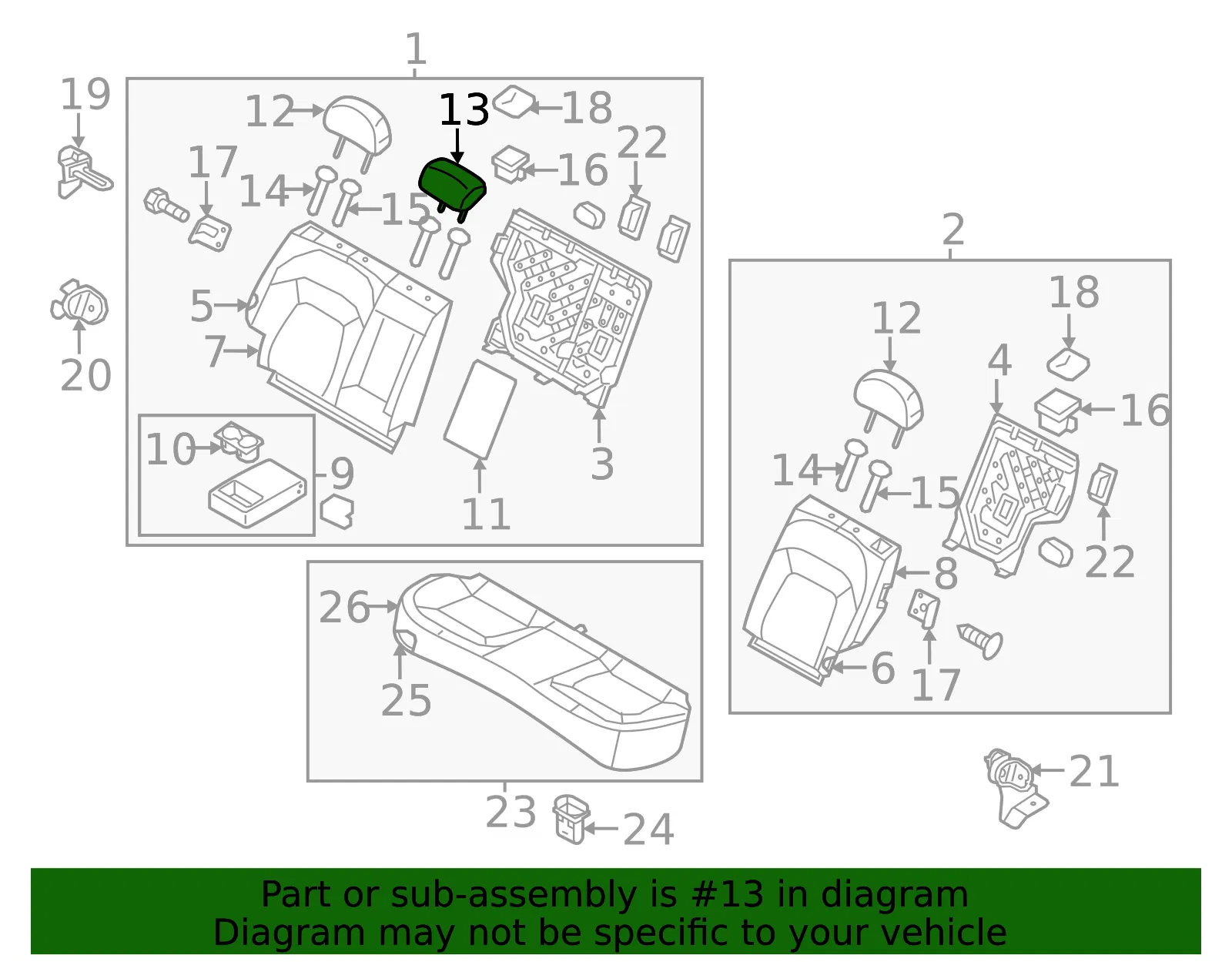 Headrest, Center - Kia (89705-3W000EAP) - view 2