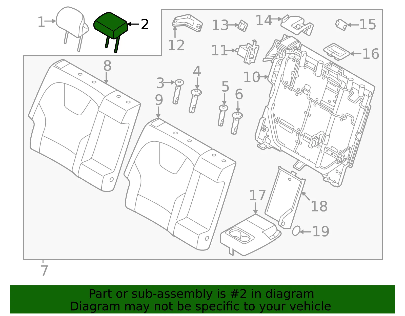 Headrest, Center - Kia (89705-AT100A3Q) - view 2
