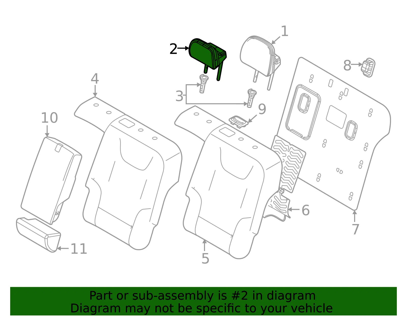 Headrest, Center - Kia (89705-CV010CWW) - view 2