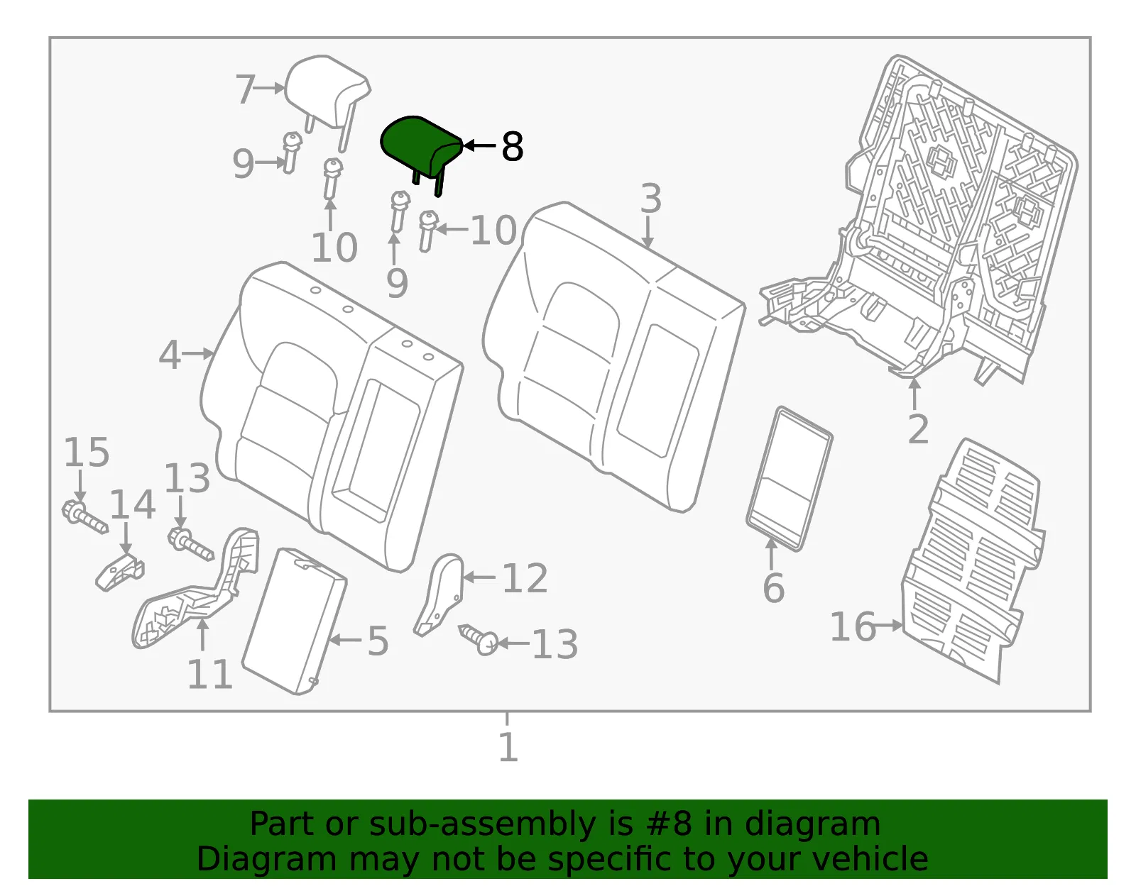 Headrest, Center - Kia (89705-D9082D9C) - view 2