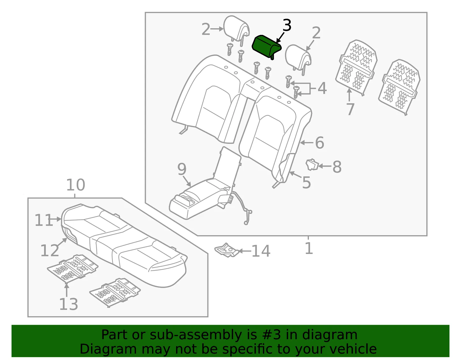 Headrest, Center - Kia (89705-F6100YCD) - view 2