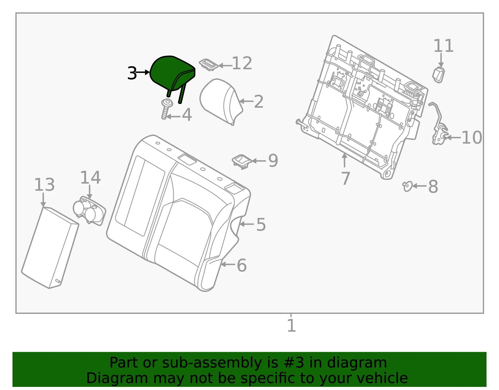 Headrest, Center - Kia (89705-K0020SK9) - view 2