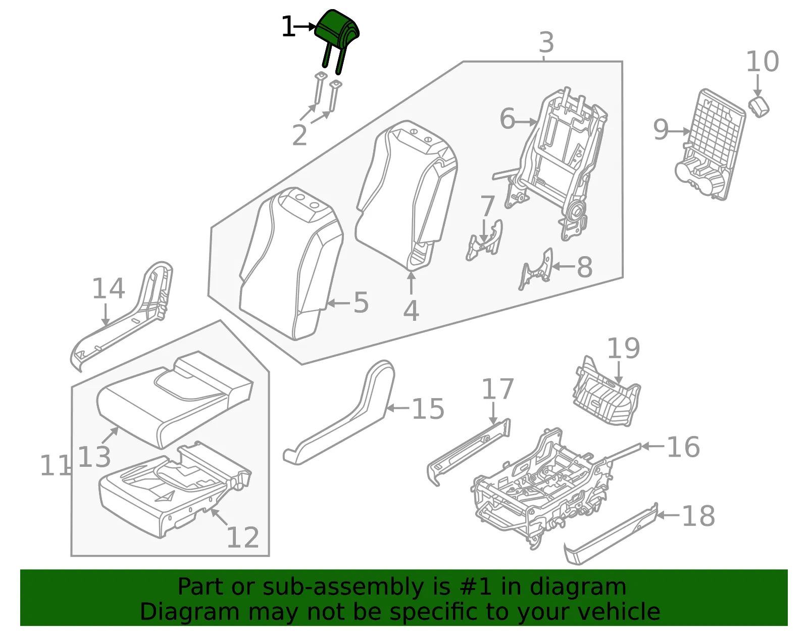 Headrest - Kia (89705-R0230KXA) - view 2