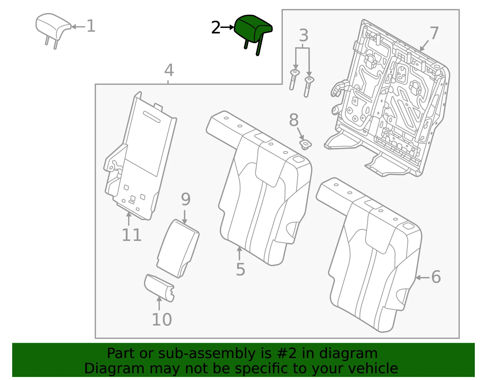 Headrest, Center - Kia (89705-R5000MQV) - view 2