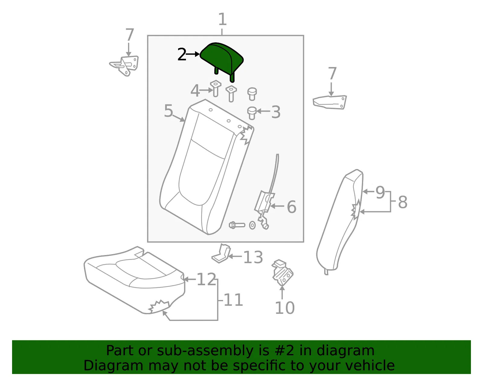 Headrest - Kia (89708-2F000390) - view 2