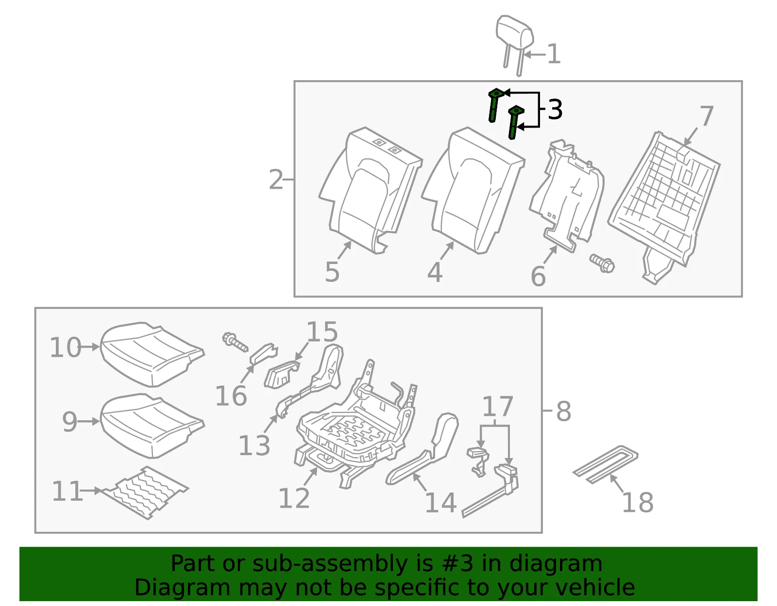 Headrest Guide - Driver's Side (LH) - Kia (89722-1U700UP) - view 2