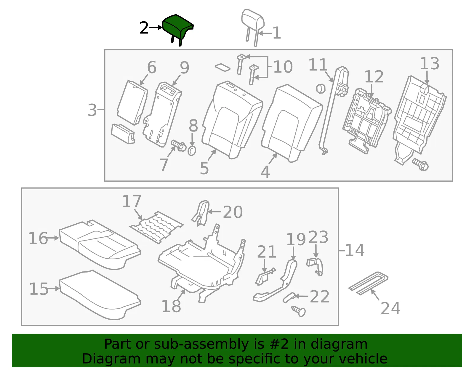 Headrest, Center - Kia (89730-1U700BD6) - view 2