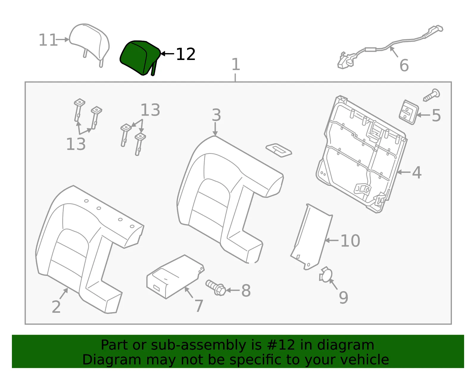 Headrest, Center - Kia (89730-A7100K3A) - view 2