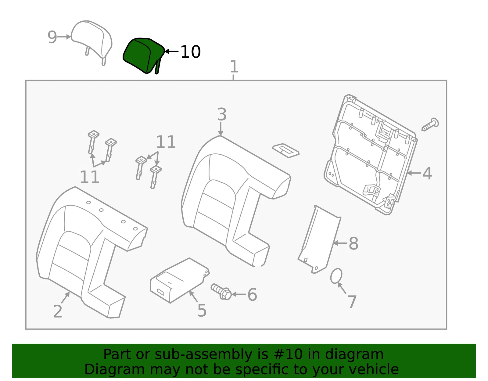 Headrest, Center - Kia (89730-A7650K4K) - view 2