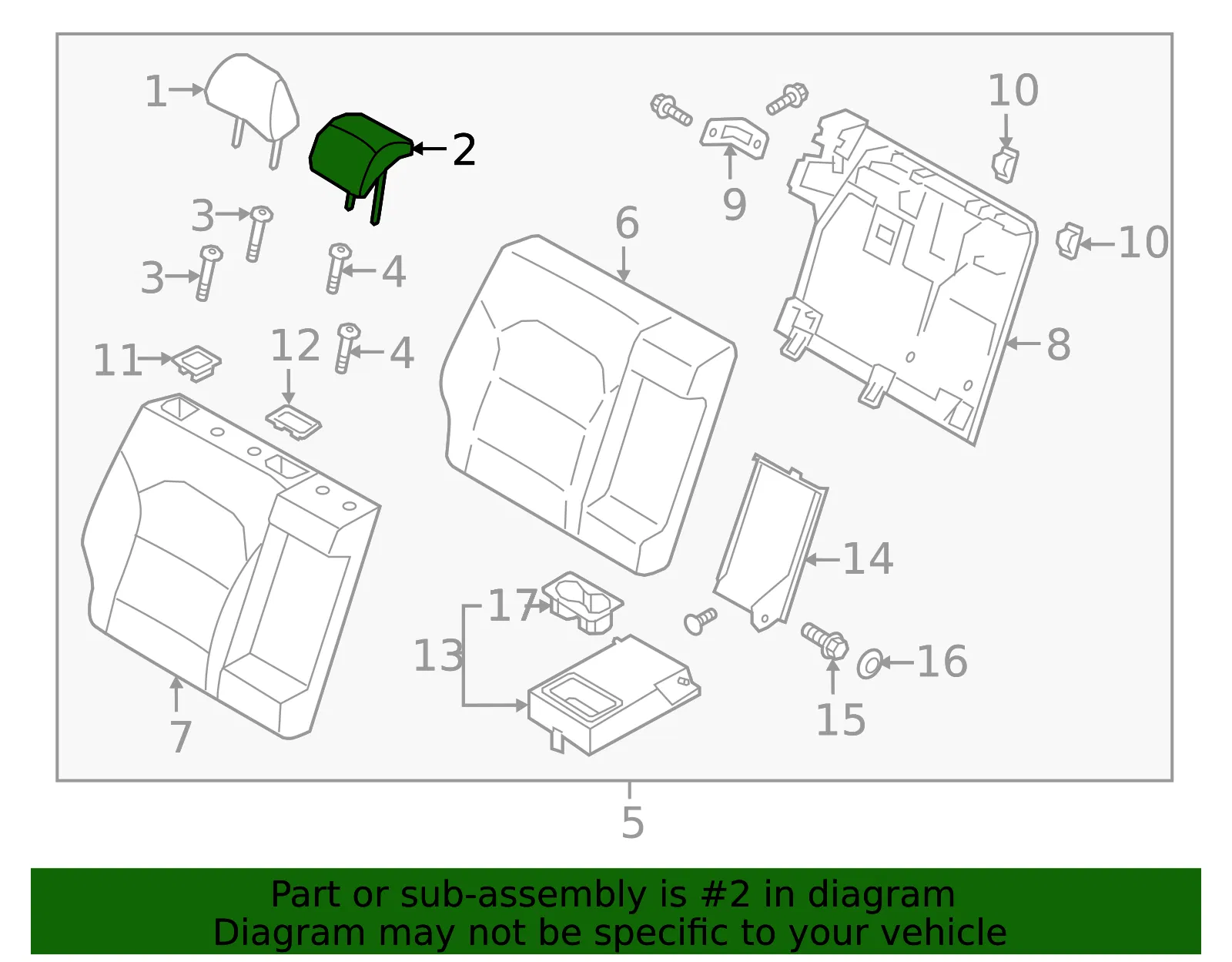 Headrest, Center - Kia (89730-G5010DPW) - view 2