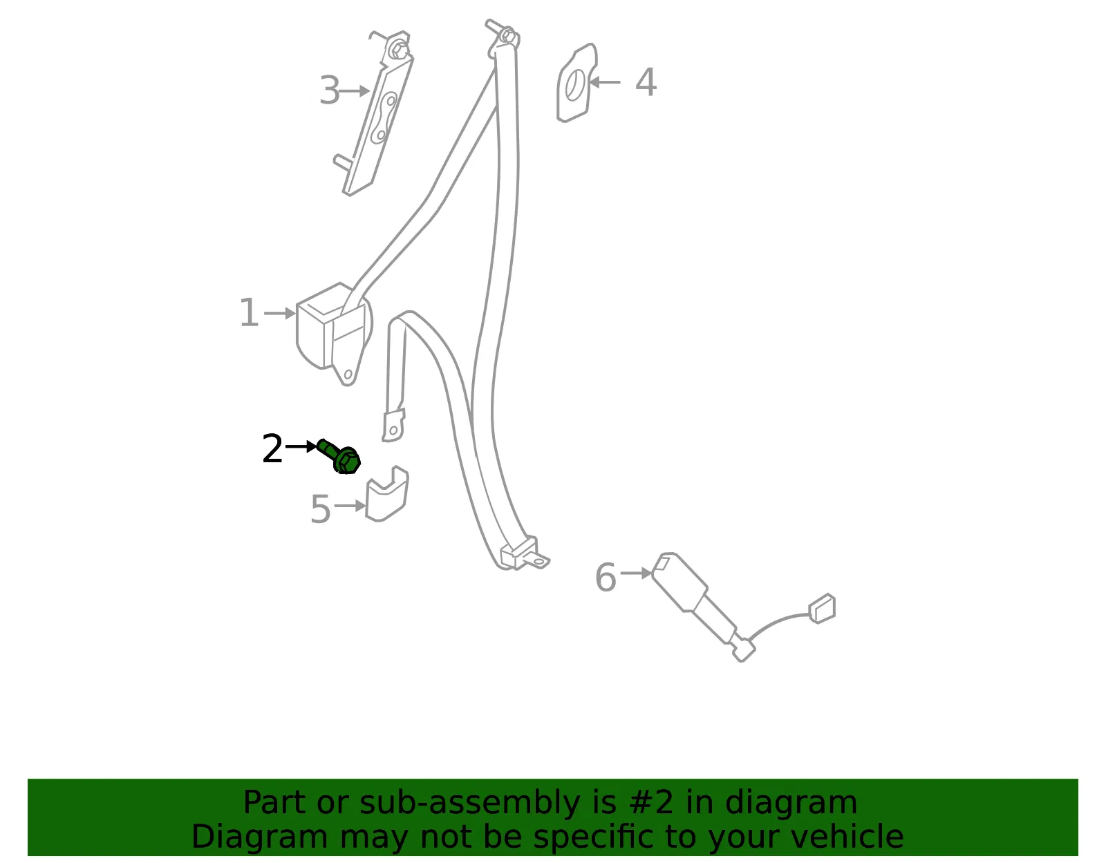 Seat Belt Lap And Shoulder Belt Bolt - Nissan (89844-1LA2A) - view 2