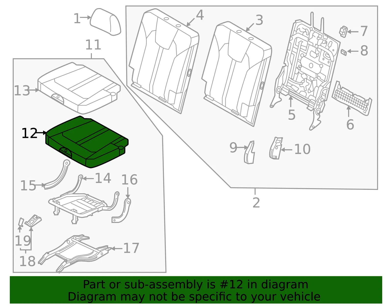 Cushion Assembly - Kia (89A10-P2000MD2) - view 2