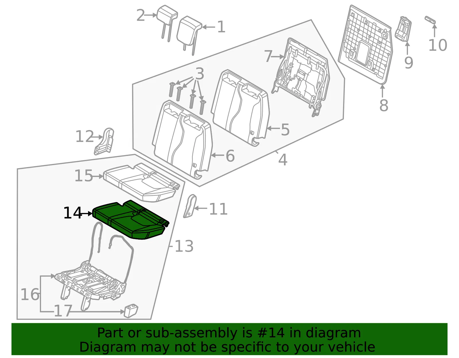 Cushion Assembly - Kia (89A10-R0141KXA) - view 2