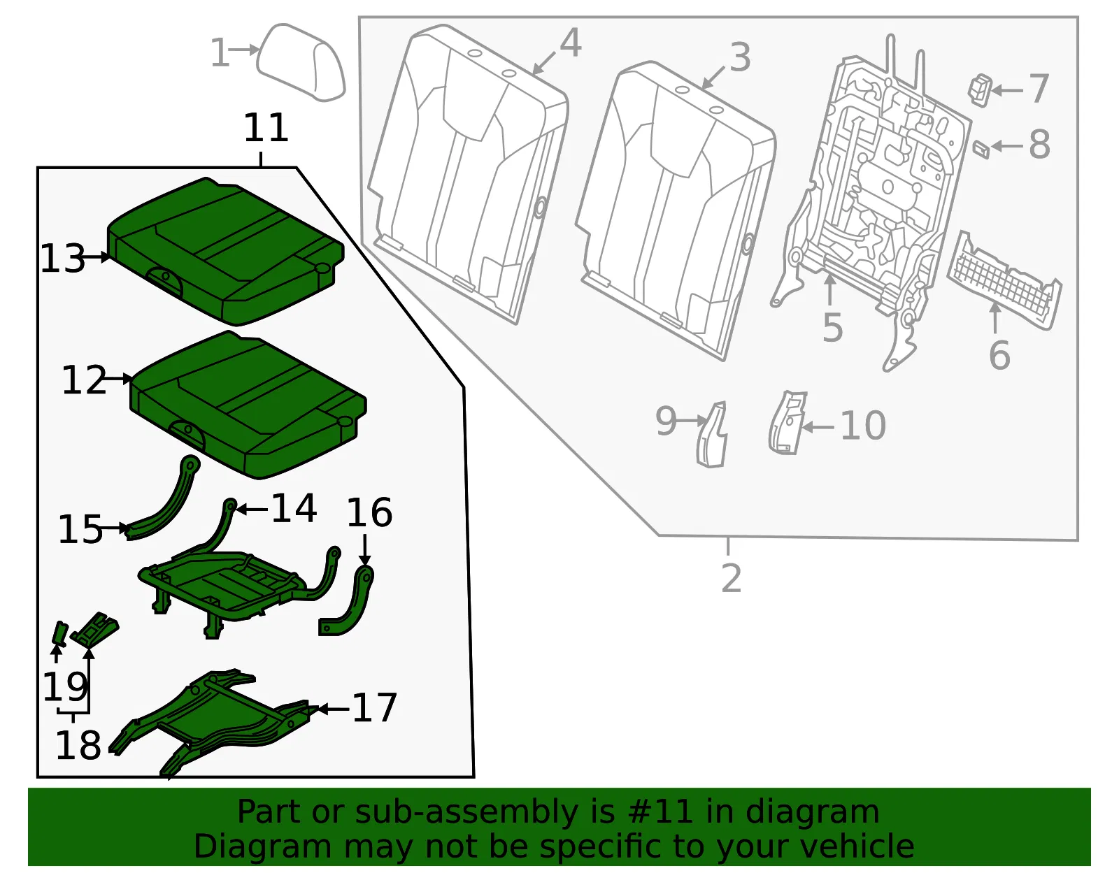 Cushion Assembly - Kia (89A10-R5700MQV) - view 2
