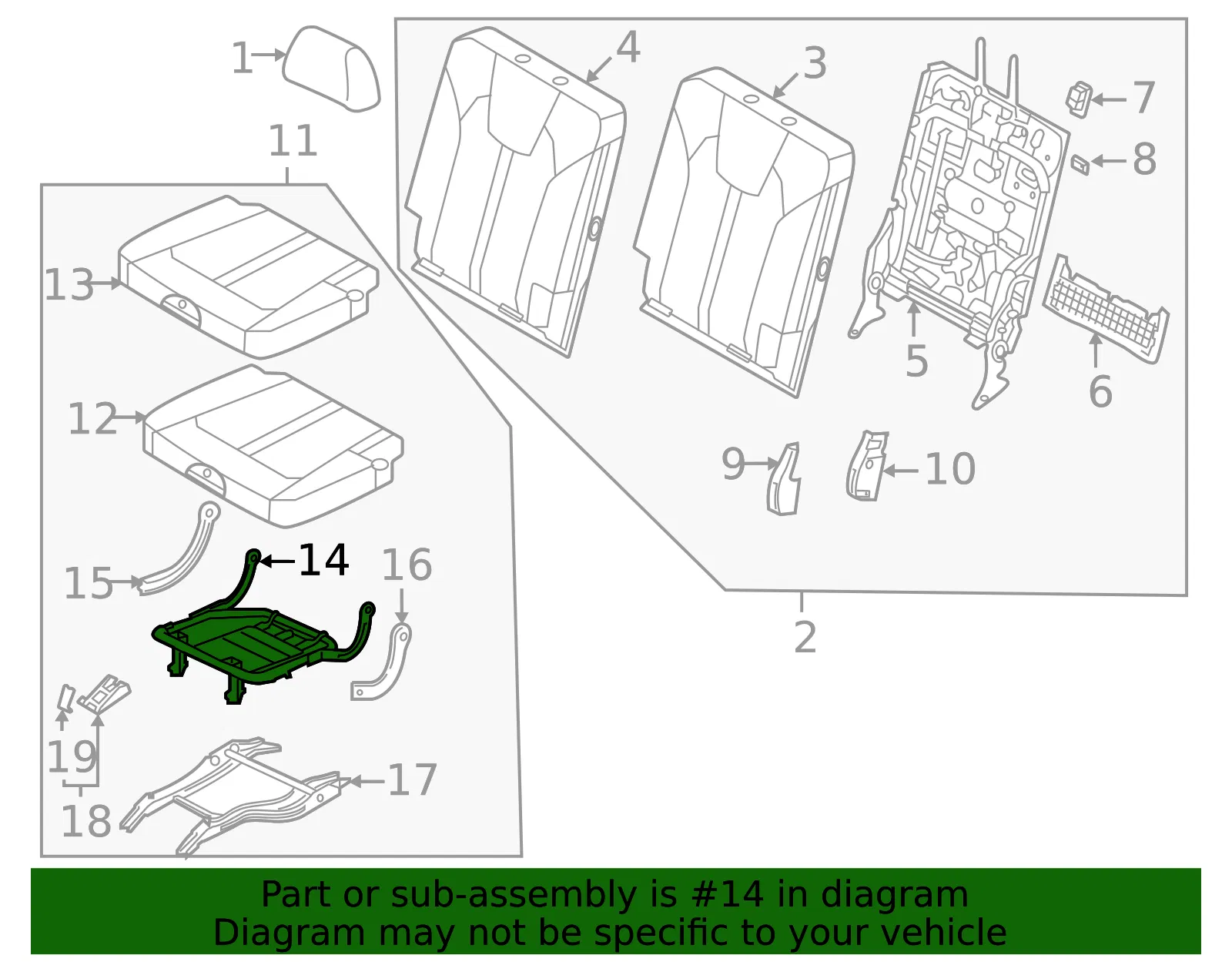 Cushion Frame - Kia (89A11-P2000) - view 2