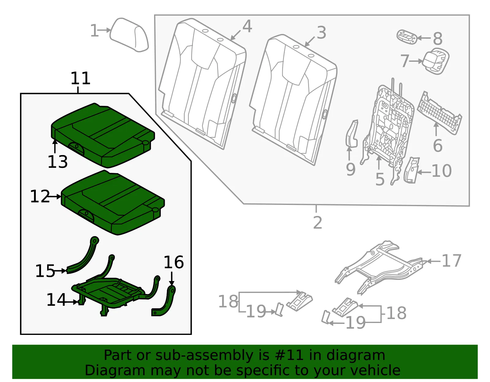 Cushion Assembly - Kia (89A20-P2000MRU) - view 2
