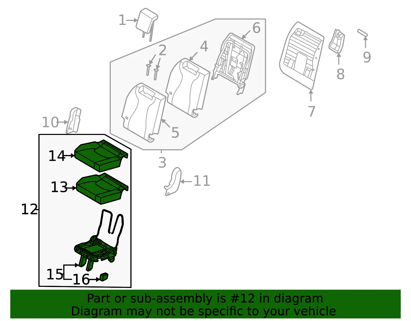 Cushion Assembly - Kia (89A20-R0062KQ6) - view 2