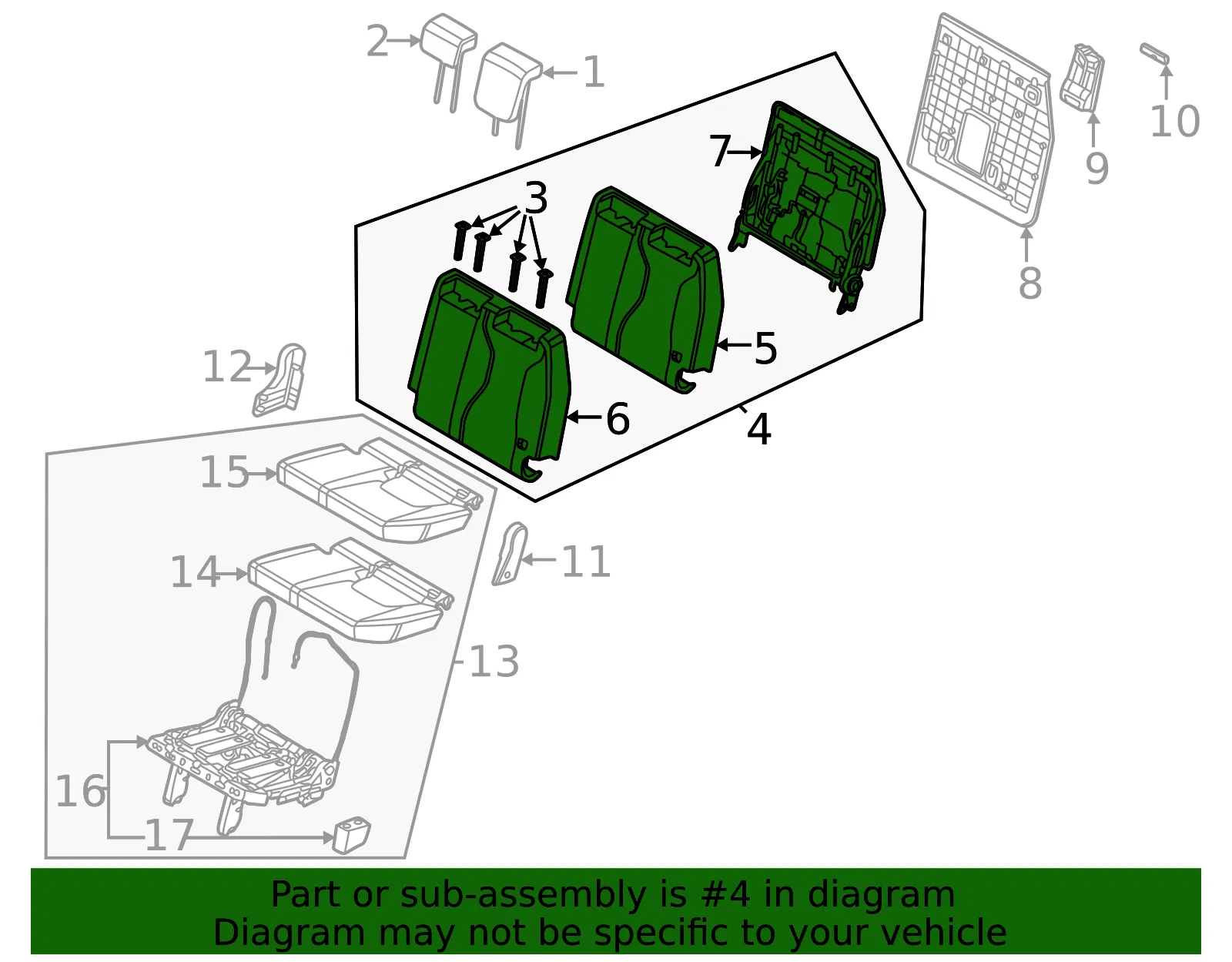 Seat Back Assembly - Kia (89A30-R0120K5V) - view 2