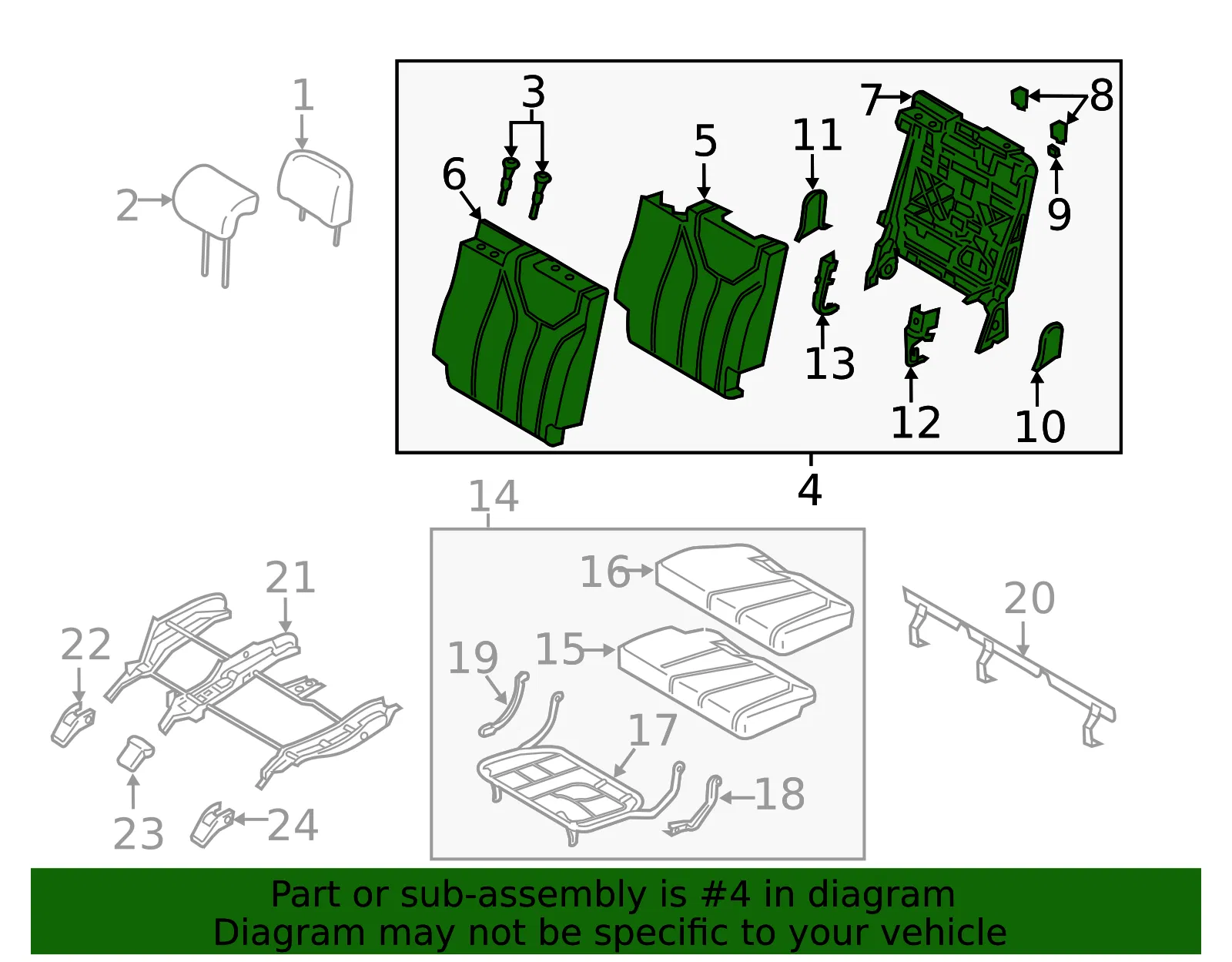 Seat Back Assembly - Kia (89A30-S9040ONM) - view 2