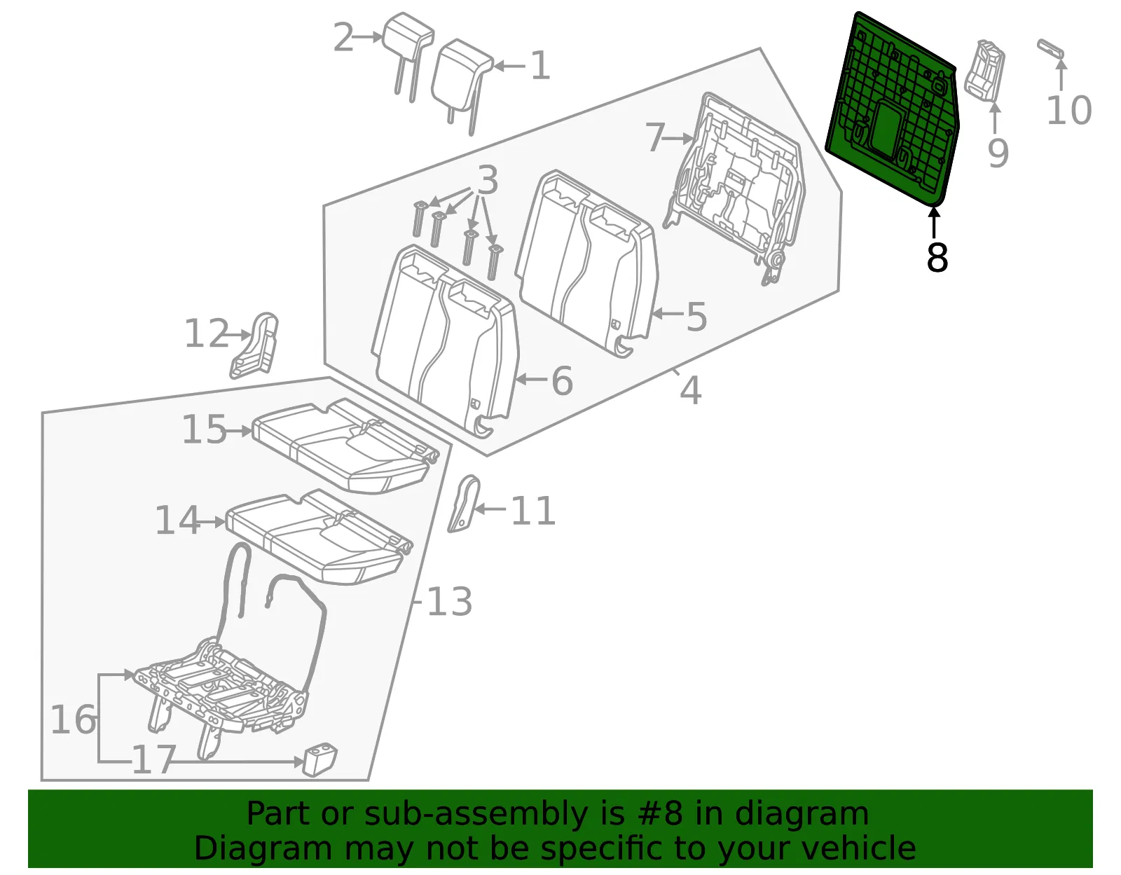 Seat Back Panel - Kia (89A38-R0060OFB) - view 2