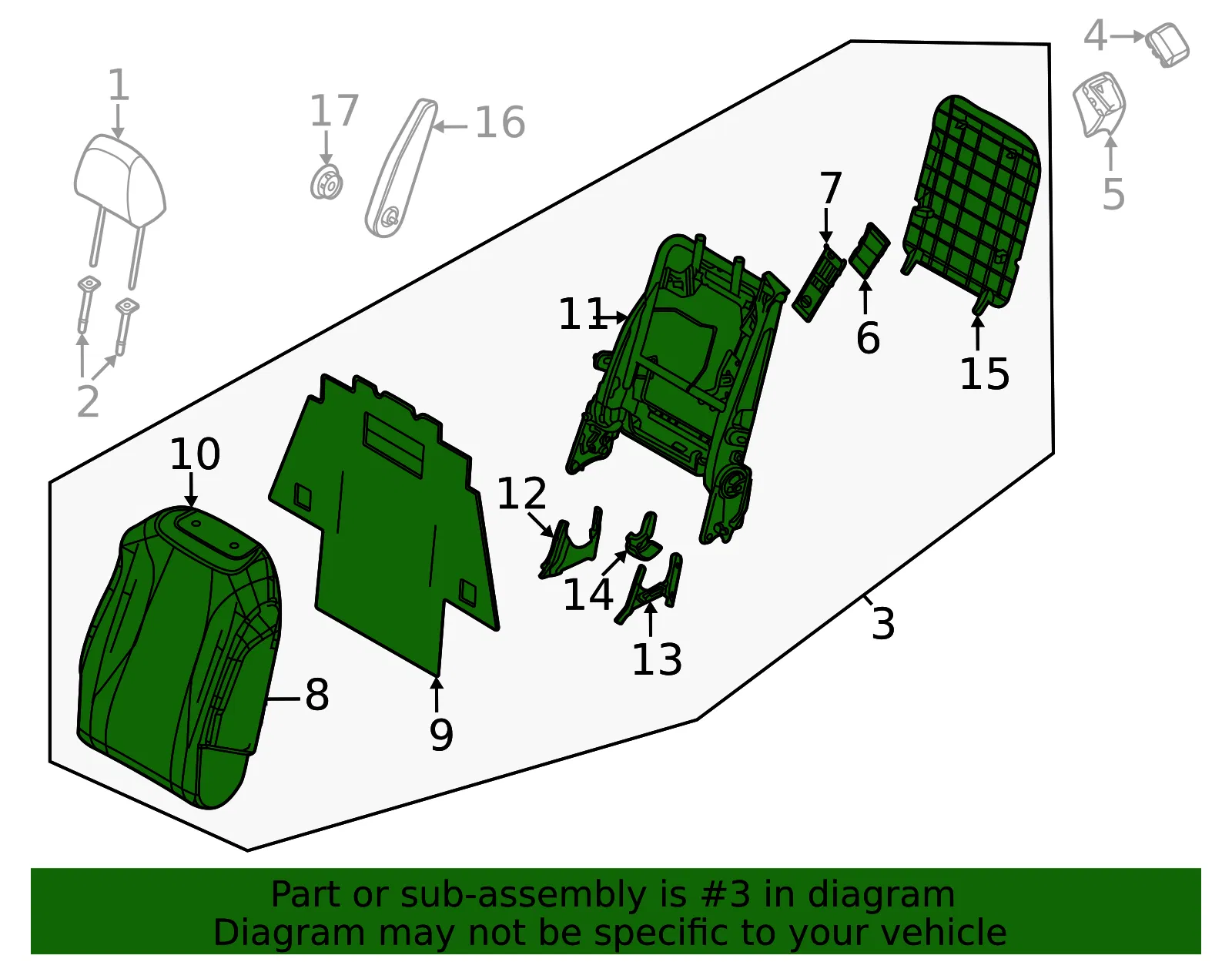 Seat Back Assembly - Kia (89A40-R0131KXA) - view 2
