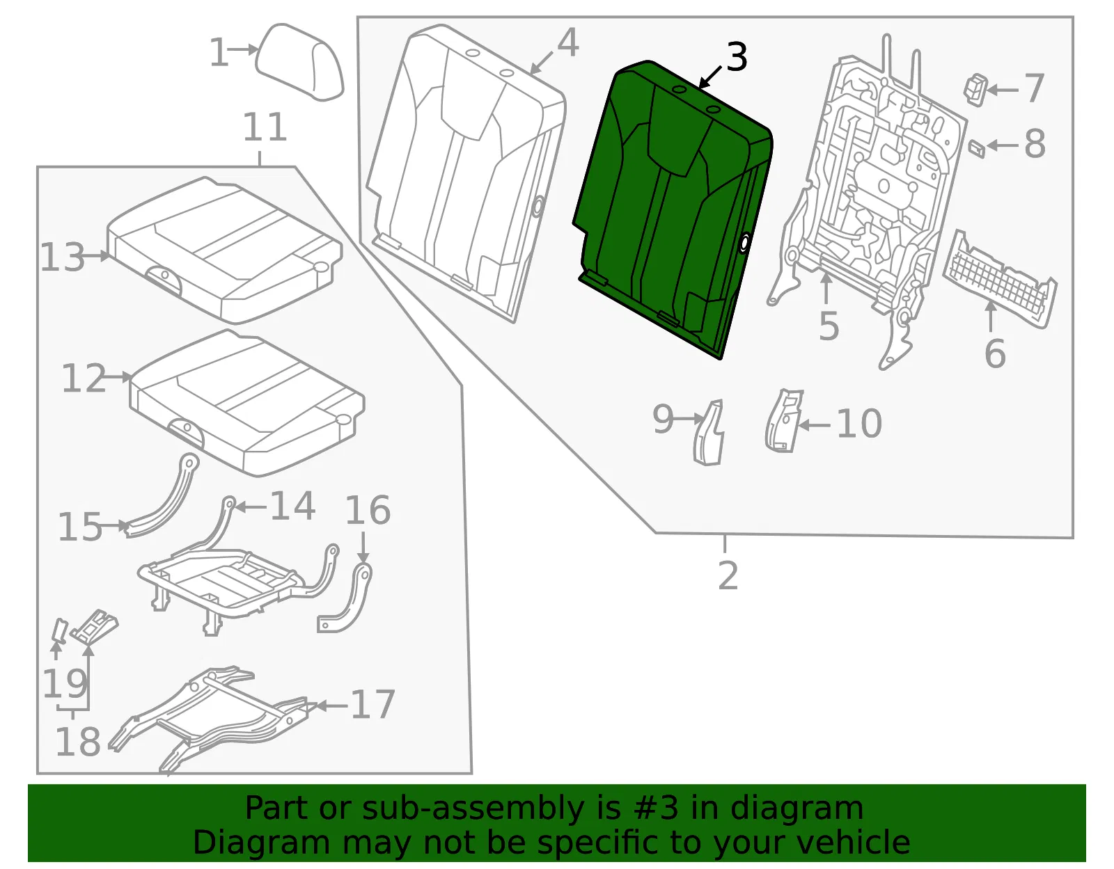 Seat Back Pad - Kia (89A45-P4000) - view 2