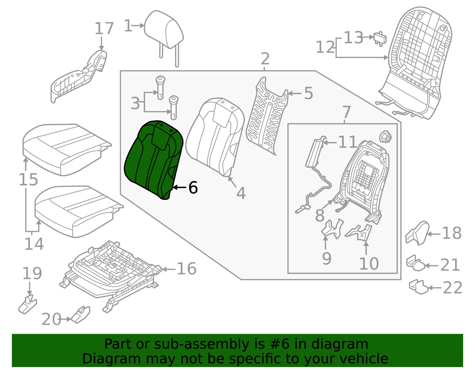 Seat Back Cover - Kia (89A46-P4030MD6) - view 2