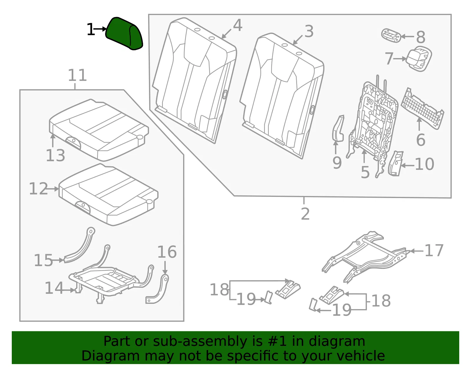 Headrest - Kia (89A70-P4000MRU) - view 2