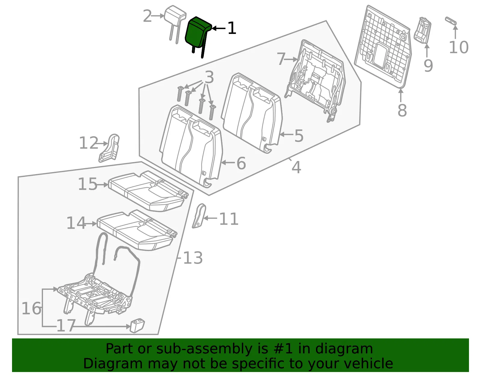 Headrest, Outer - Kia (89A70-R0060K5V) - view 2