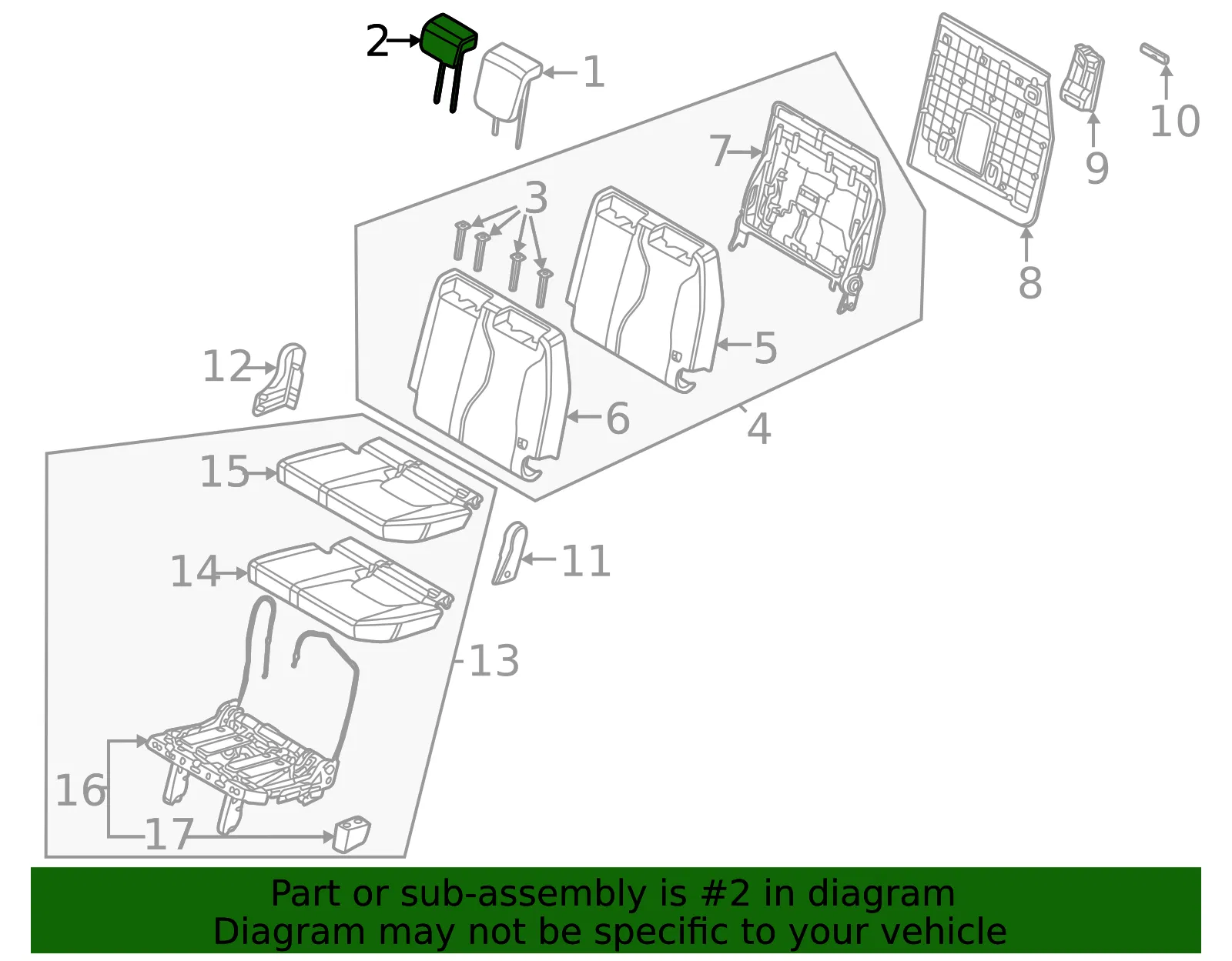Headrest, Outer - Kia (89A70-R0070KQ5) - view 2