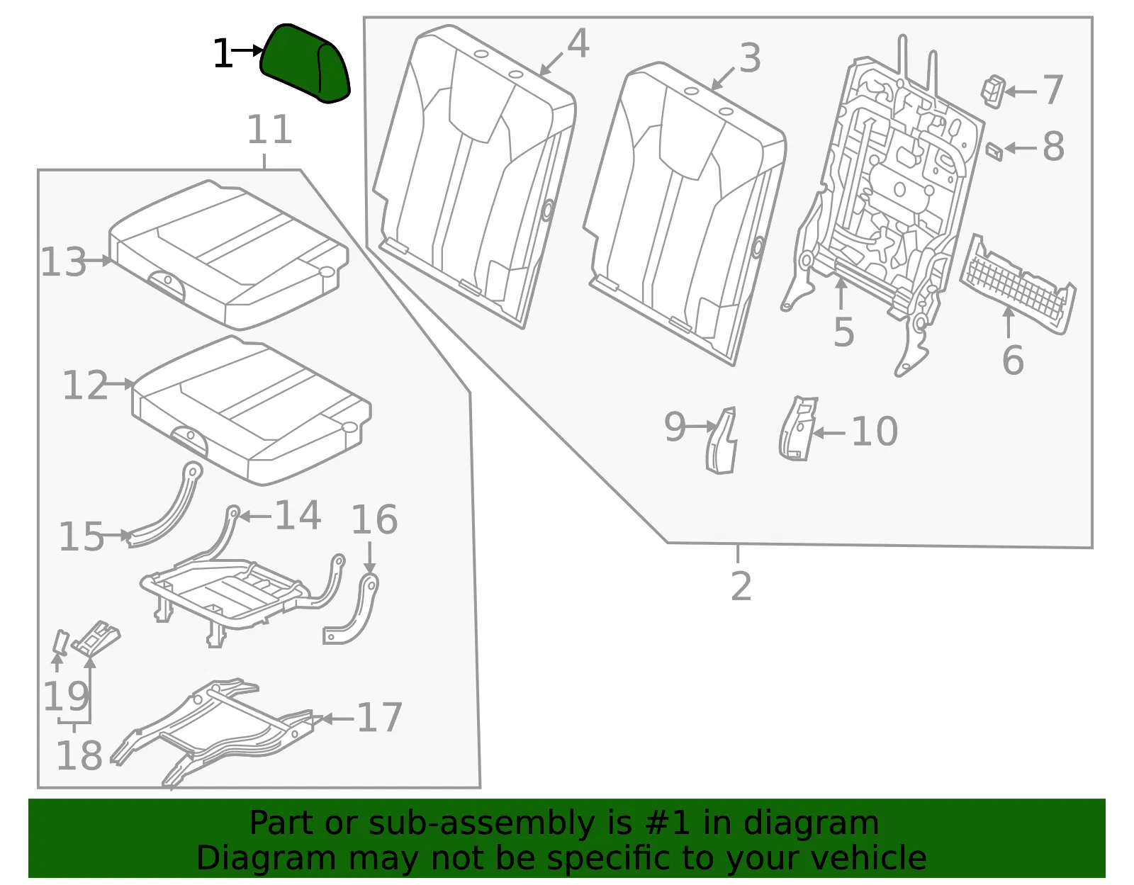 Headrest - Kia (89A70-R5711MD9) - view 2