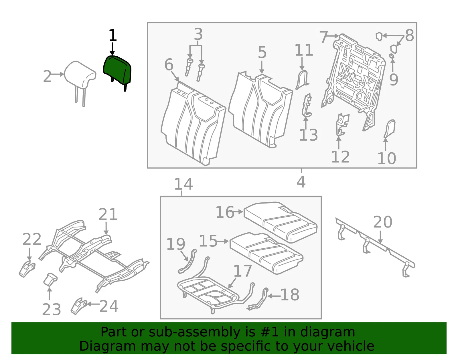 Headrest, Outer - Kia (89A70-S9000ONK) - view 2