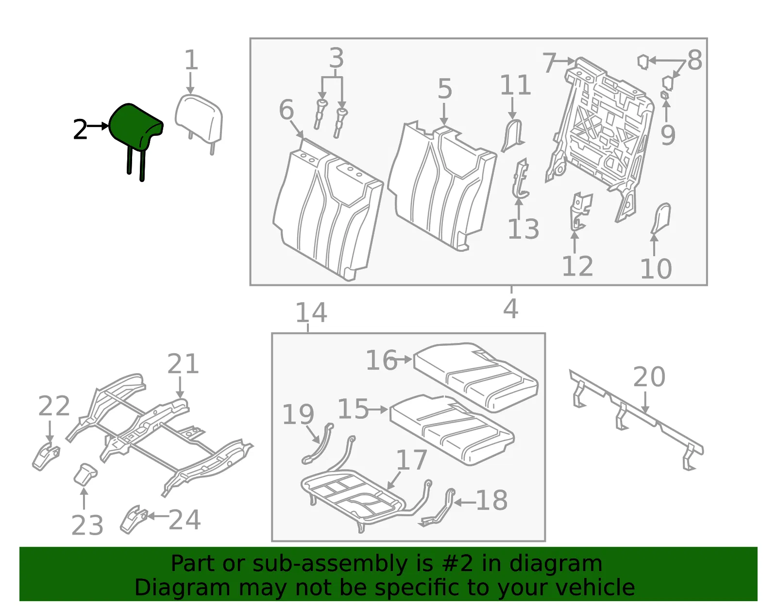 Headrest, Center - Kia (89AP0-S9000ONM) - view 2
