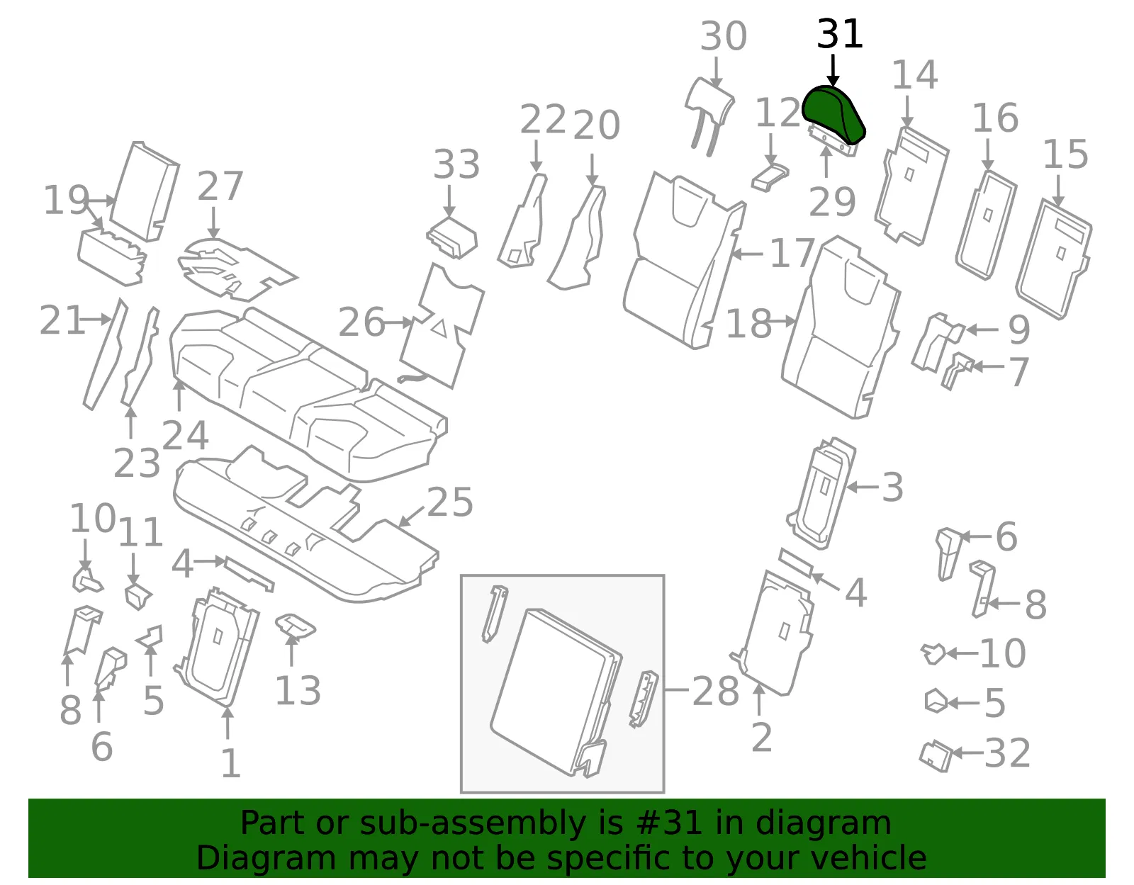 Headrest Pad - Volvo (9124137) - view 2