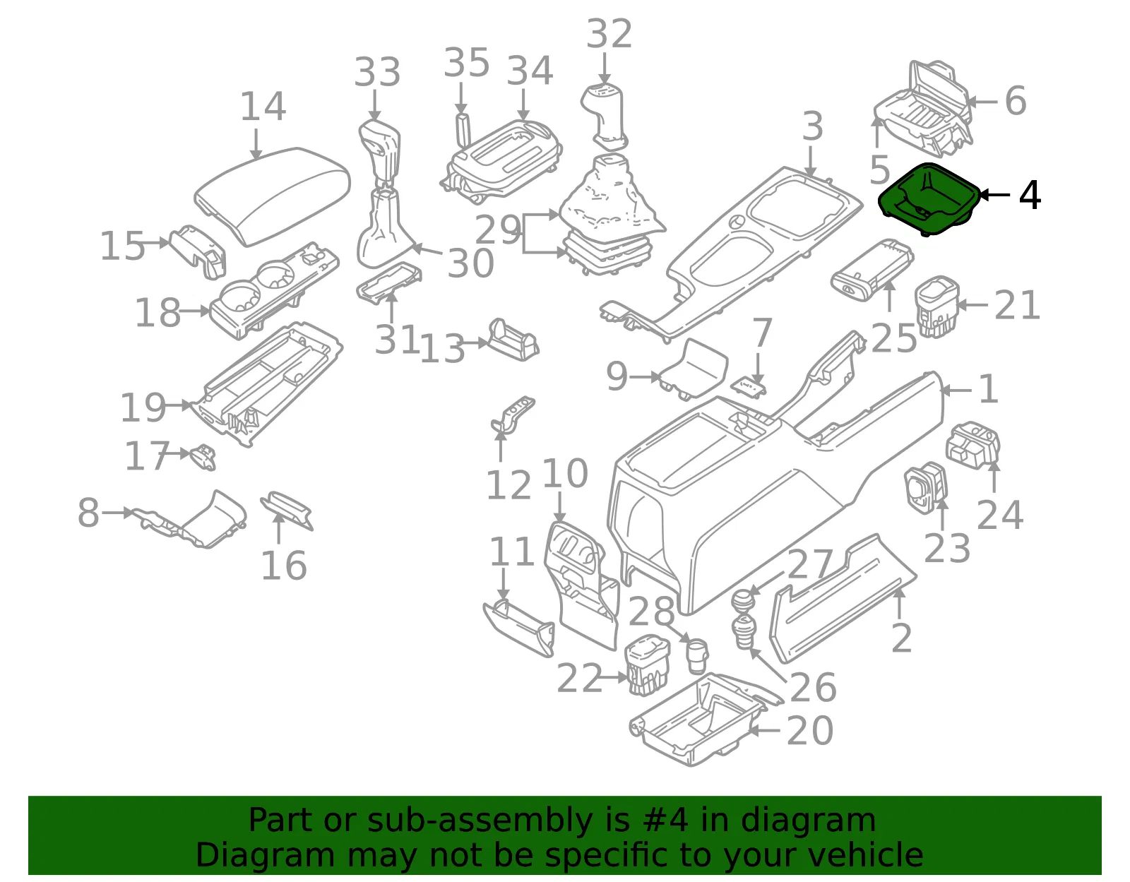 Console Tray - Volvo (9158966) - view 2